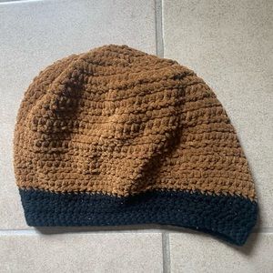 brown & black handmade beanie